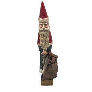 Vintage Christmas Santa Wood
Carved skinny gnome figurine red green 7" bag